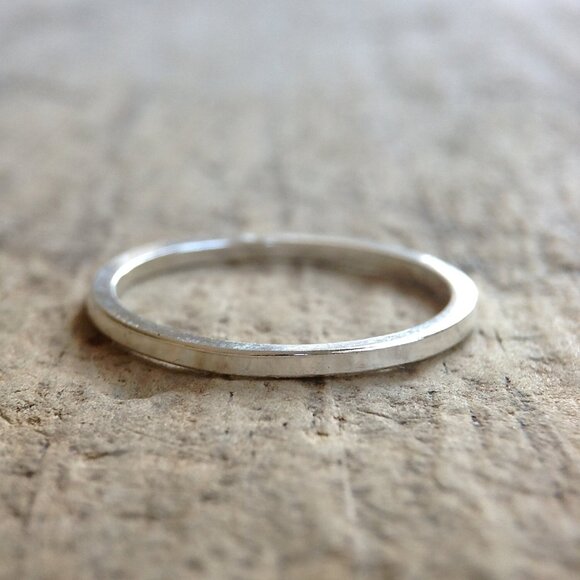 925 Sterling Silver Square Ring Handmade - Size 8 - Picture 1 of 4